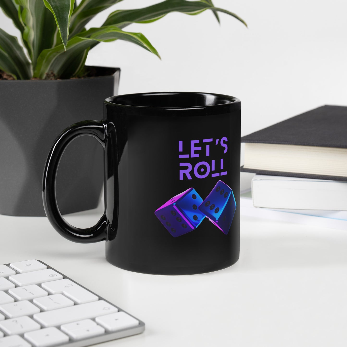 Let's Roll Black Coffee Mug