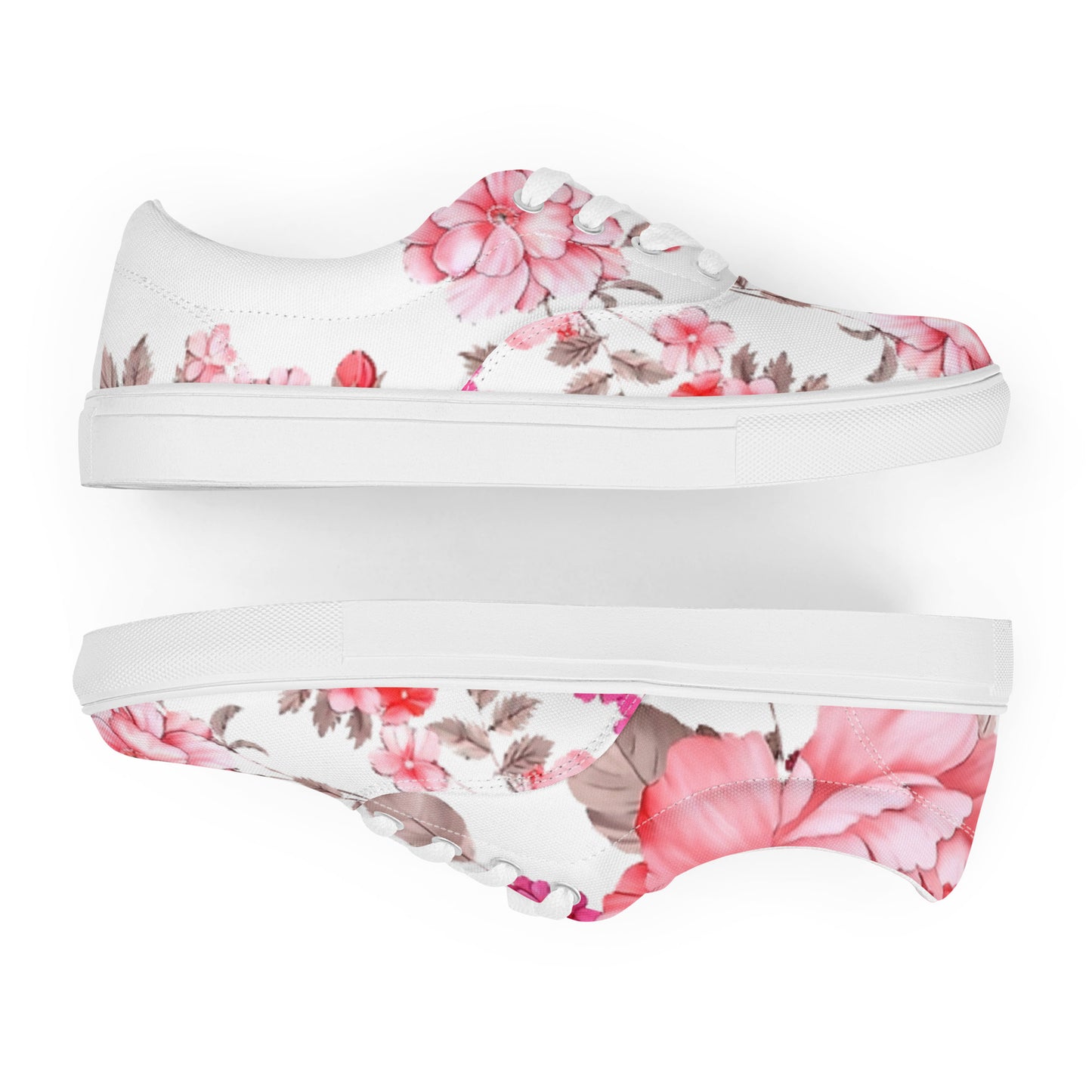 Pink Flower Women’s lace-up canvas shoes