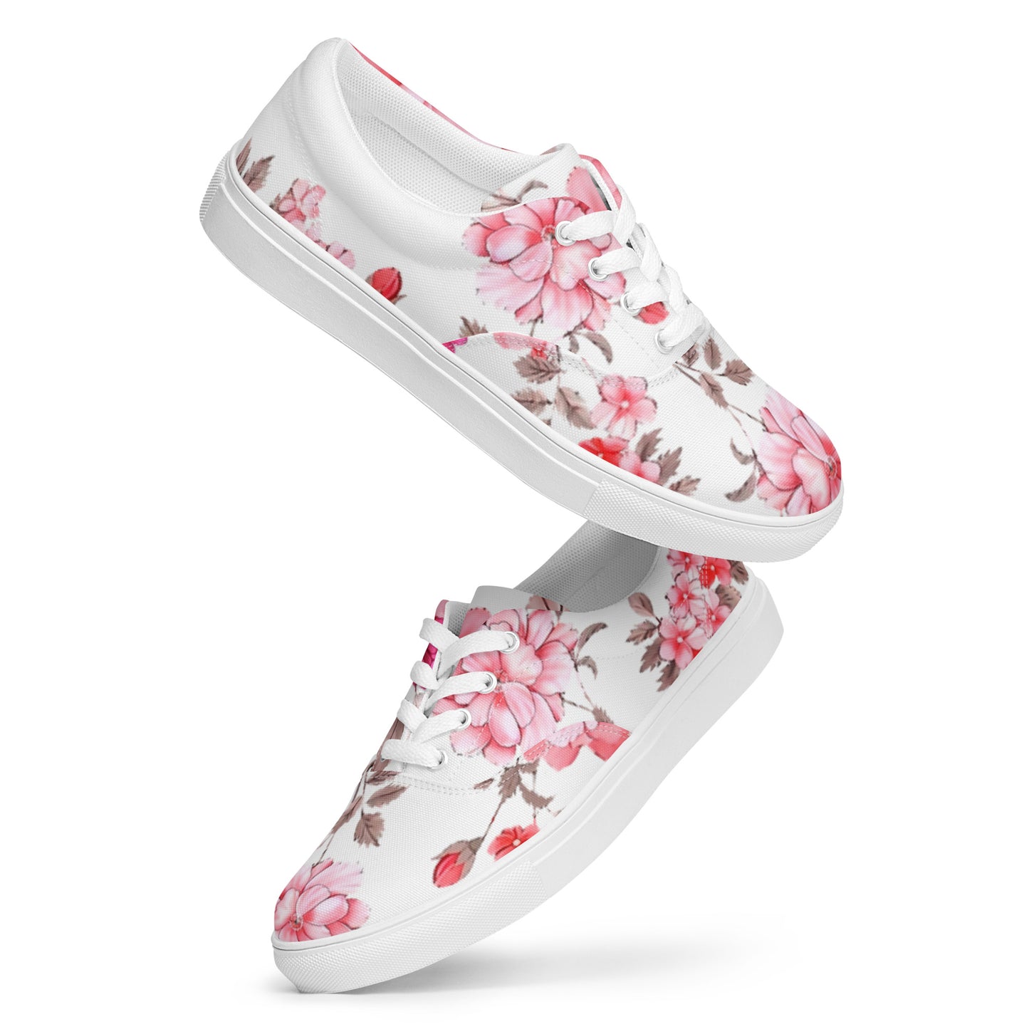 Pink Flower Women’s lace-up canvas shoes