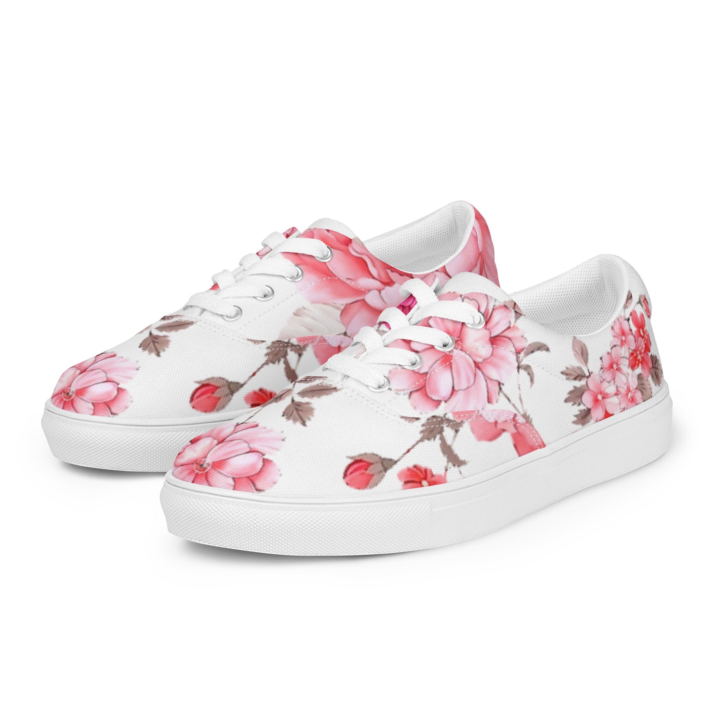 Pink Flower Women’s lace-up canvas shoes